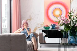 Komoda lustrzana 4-drzwiowa nogi czarne 160x80 cm