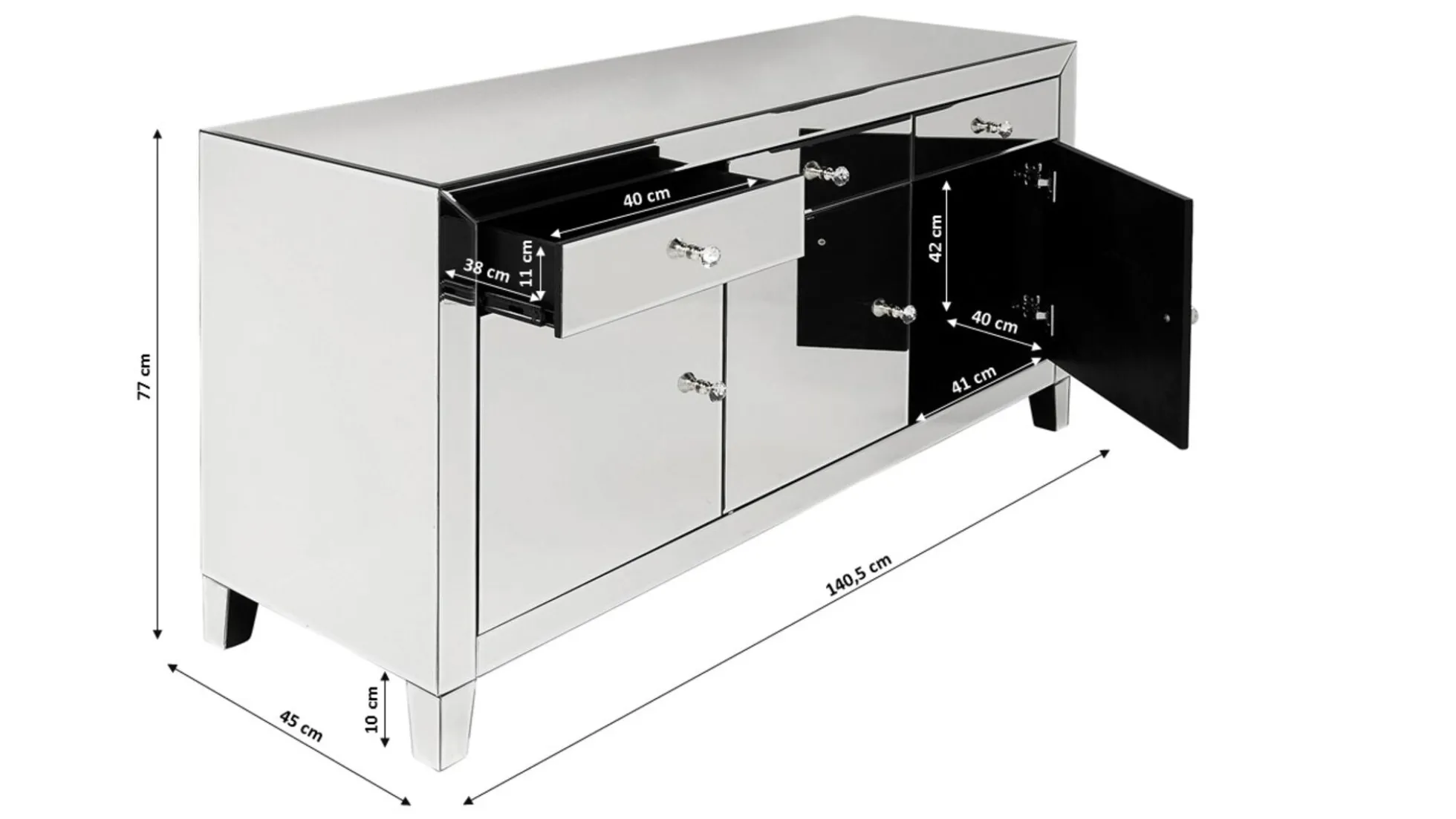 Komoda Luxury 141x77 cm lustrzana
