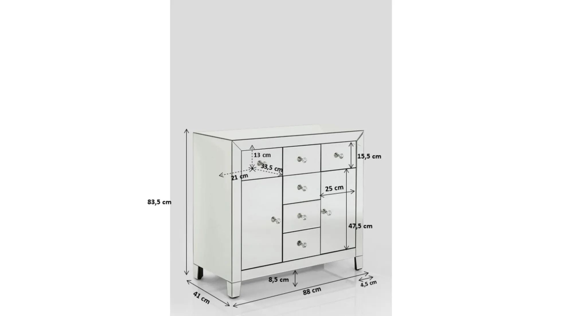 Komoda Luxury 88x84 cm lustrzana
