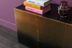 Komoda nowoczesna 4-drzwiowa do salonu front czarno-złoty 160x78 cm