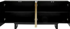 Komoda nowoczesna 4-drzwiowa do salonu front czarno-złoty 160x78 cm