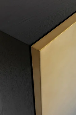 Komoda nowoczesna 4-drzwiowa do salonu front czarno-złoty 160x78 cm