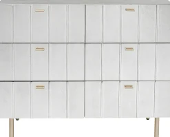 Komoda srebrno złota z szufladami i uchwytami 106x89 cm