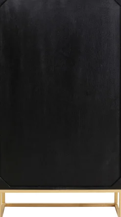 Komoda wysoka drewniana boho czarno-brązowa 76x140 cm
