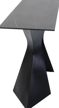 Konsola do przedpokoju czarna blat marmur mineralny nogi stalowe 140x45 cm