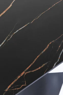 Konsola do przedpokoju czarna blat marmur mineralny nogi stalowe 140x45 cm