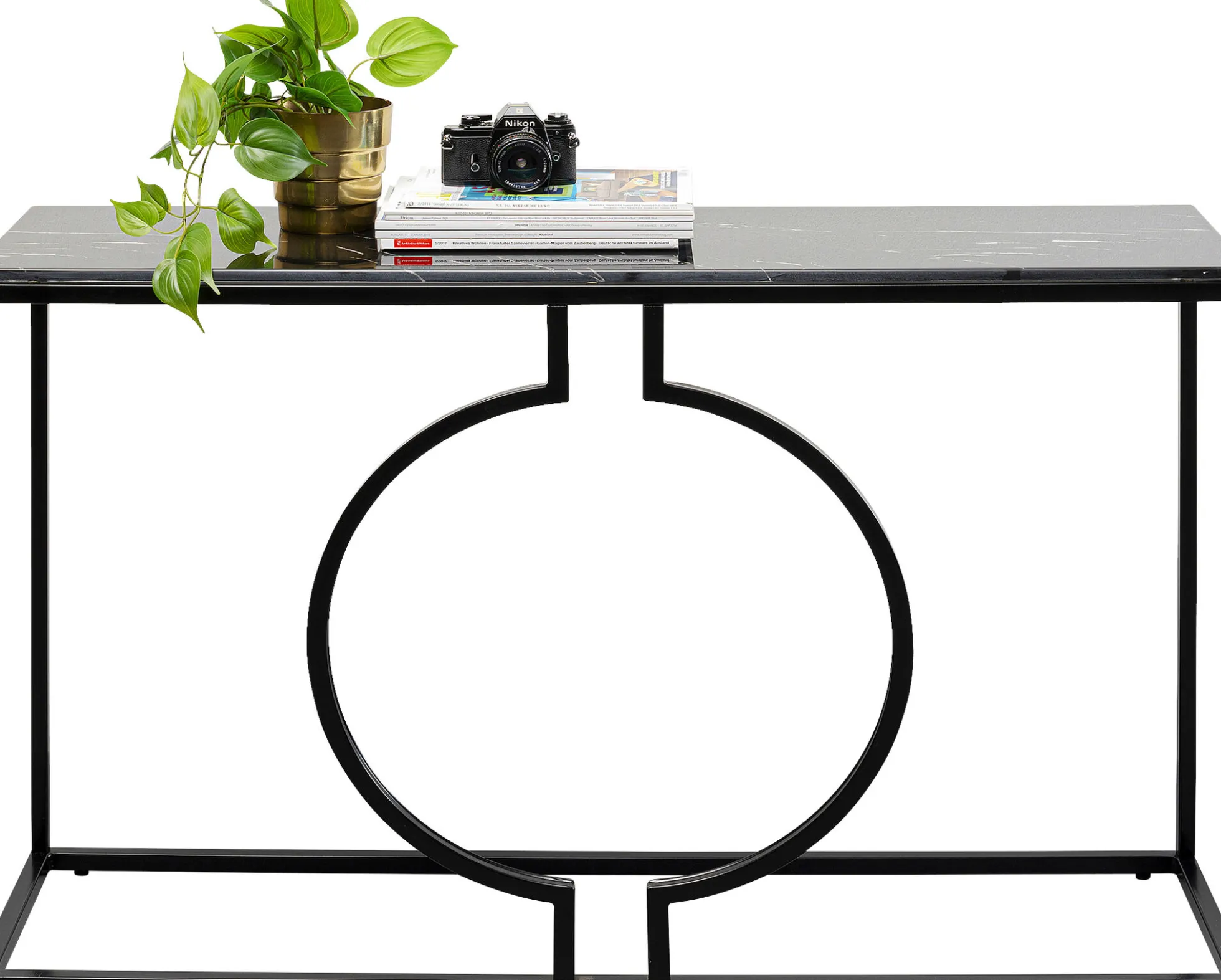 Konsola Miami Loft 120x35 cm czarna - blat marmur