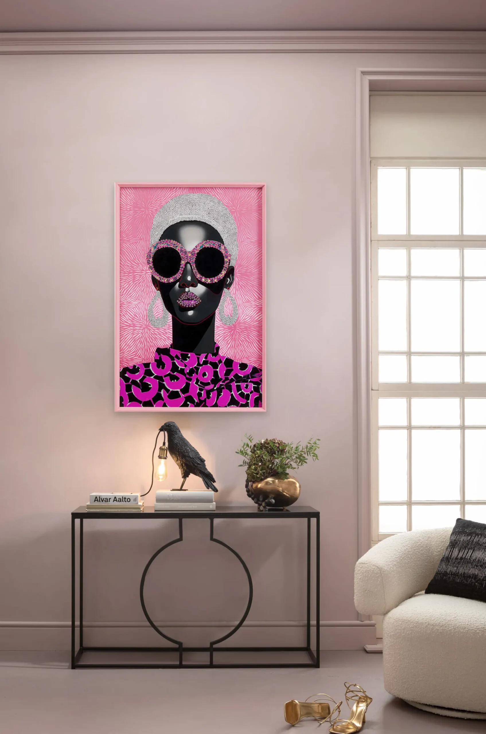 Konsola Miami Loft 120x35 cm czarna - blat marmur