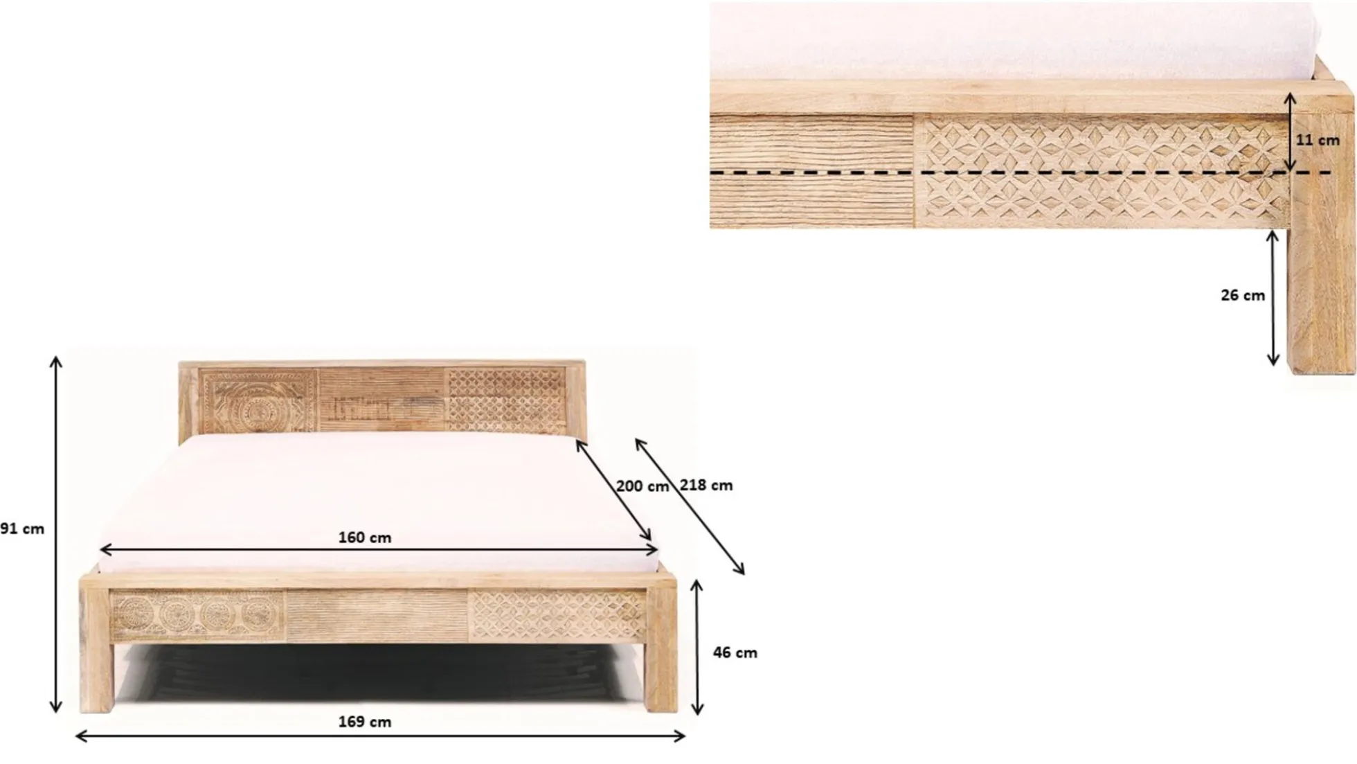 Łóżko Puro High 160x200 cm mango