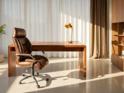 Krzesło biurowe Cigar 62x113 cm brązowe skóra naturalna