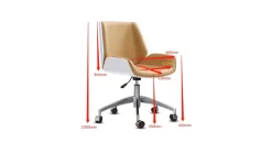 Krzesło biurowe czarne oparcie orzech włoski nogi aluminium 60x100 cm