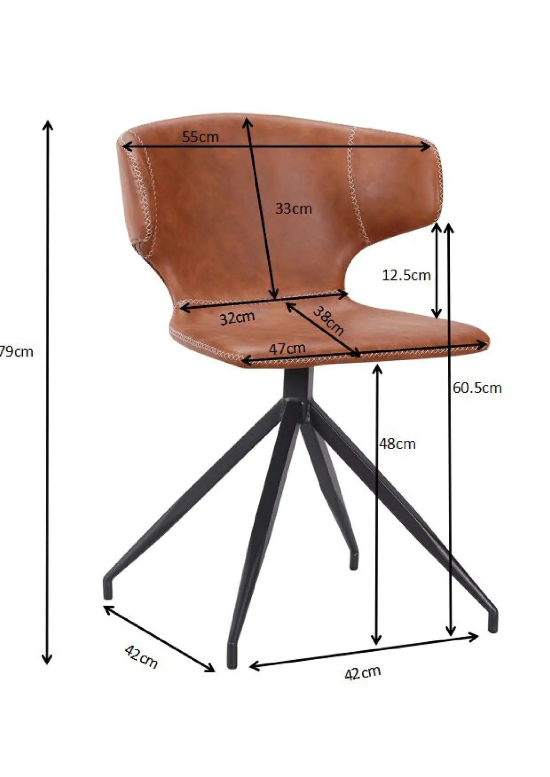 Krzesło Rusty 55x79 cm brązowe