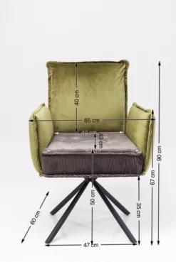 Krzesło z podłokietnikami Chelsea 65x90 cm szaro-zielone
