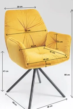 Krzesło z podłokietnikami Mila 60x89 cm żółte