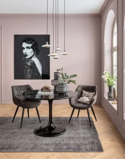 Krzesło z podłokietnikami Thelma 65x82 cm szare ekoskóra