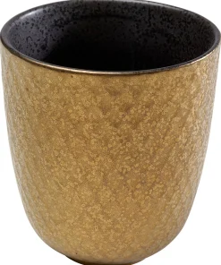 Kubek bez ucha z porcelany czarno-złoty 200 ml