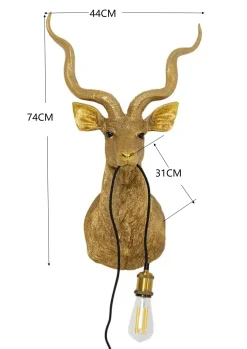 Lampa ścienna Animal Goat 45x74 cm złota
