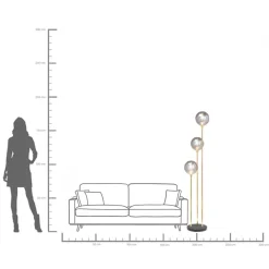 Lampa podłogowa Al Capone Tre 37x176 cm złota klosze przydymione