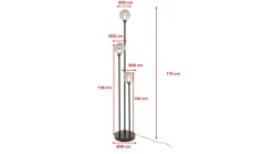 Lampa podłogowa Al Capone Tre 37x176 cm złota klosze przydymione