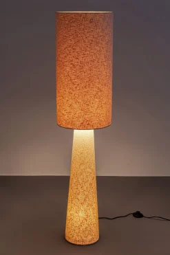 Lampa podłogowa beżowa lniana boucle 130 cm