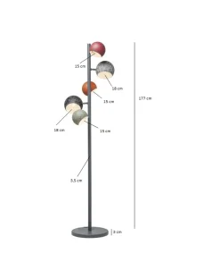 Lampa podłogowa Calotta Antico 5L 40x200 cm kolorowa
