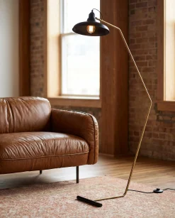 Lampa podłogowa czarno-złota stalowa 130 cm