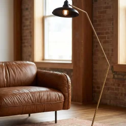 Lampa podłogowa czarno-złota stalowa 130 cm