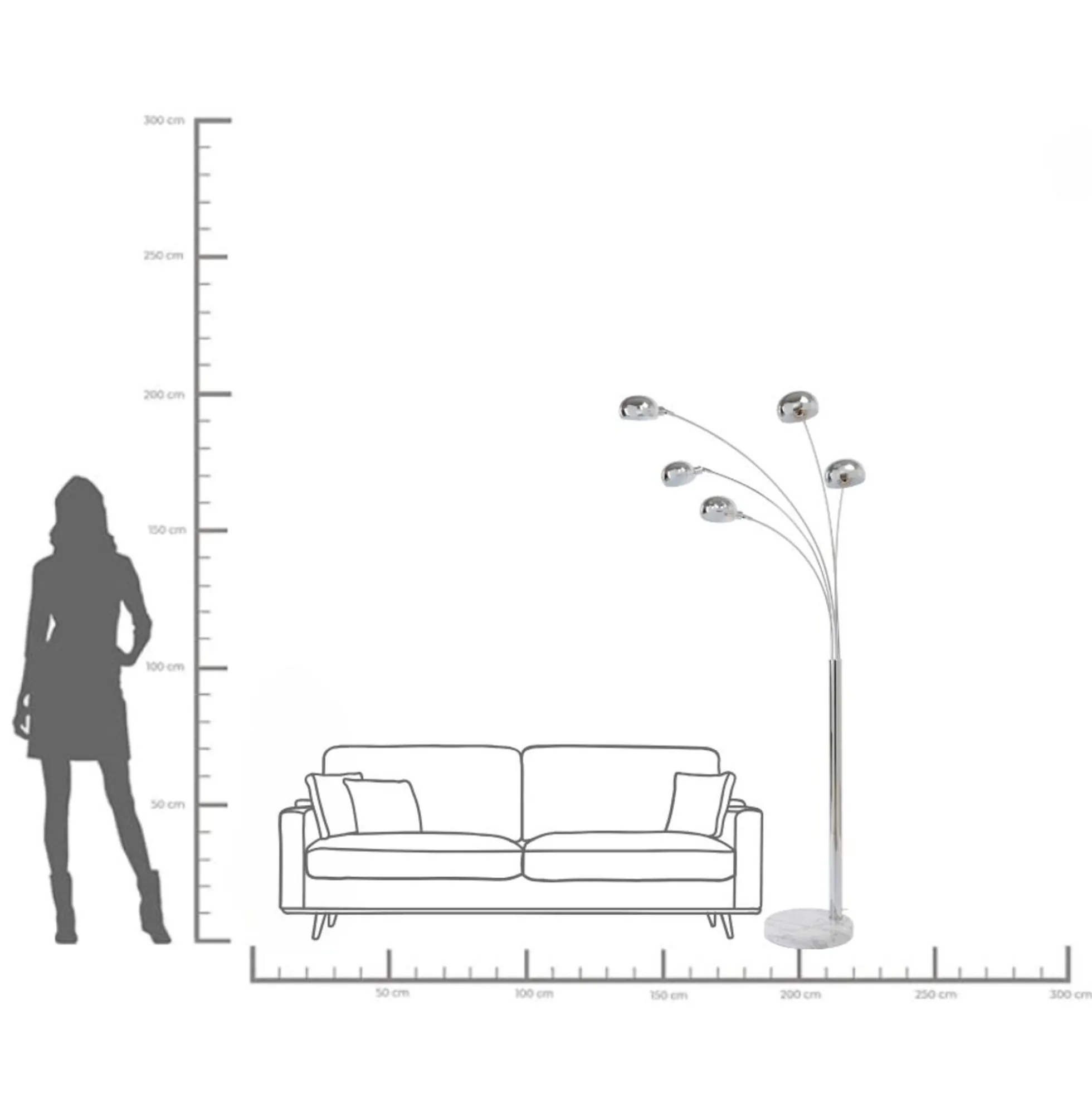 Lampa podłogowa Five Fingers 100x220 cm chromowa