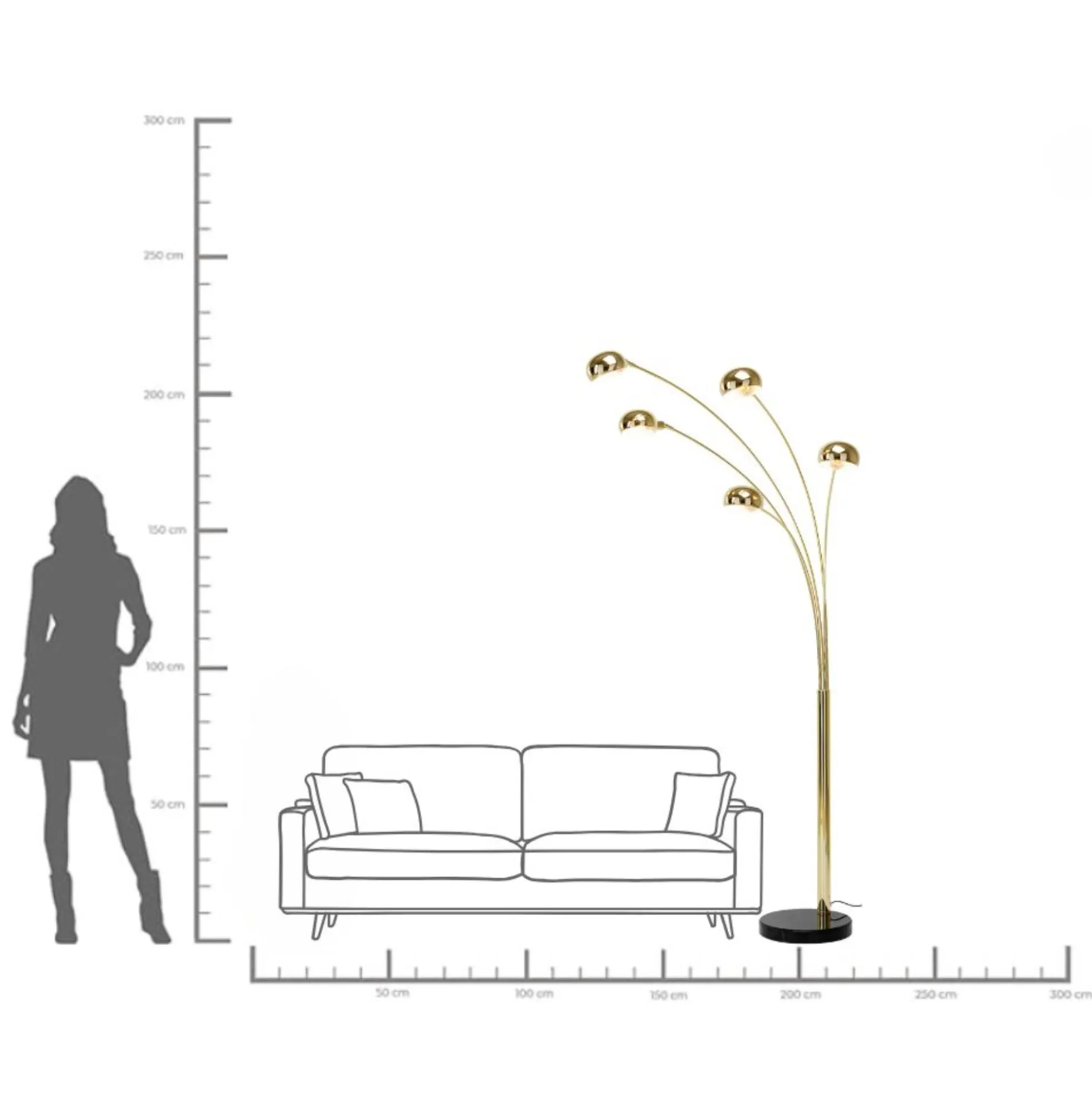 Lampa podłogowa Five Fingers 100x220 cm mosiężna