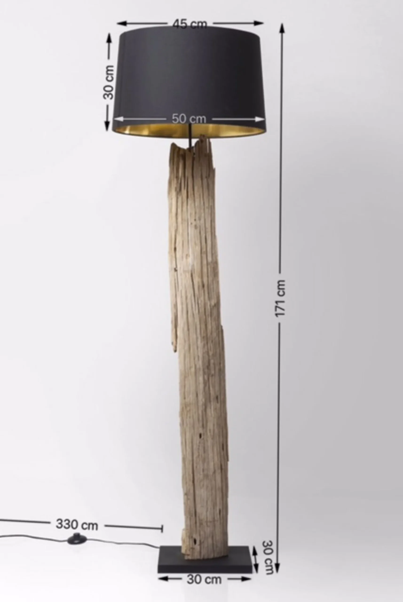 Lampa podłogowa Nature Straight 52x171 cm czarno-drewniana