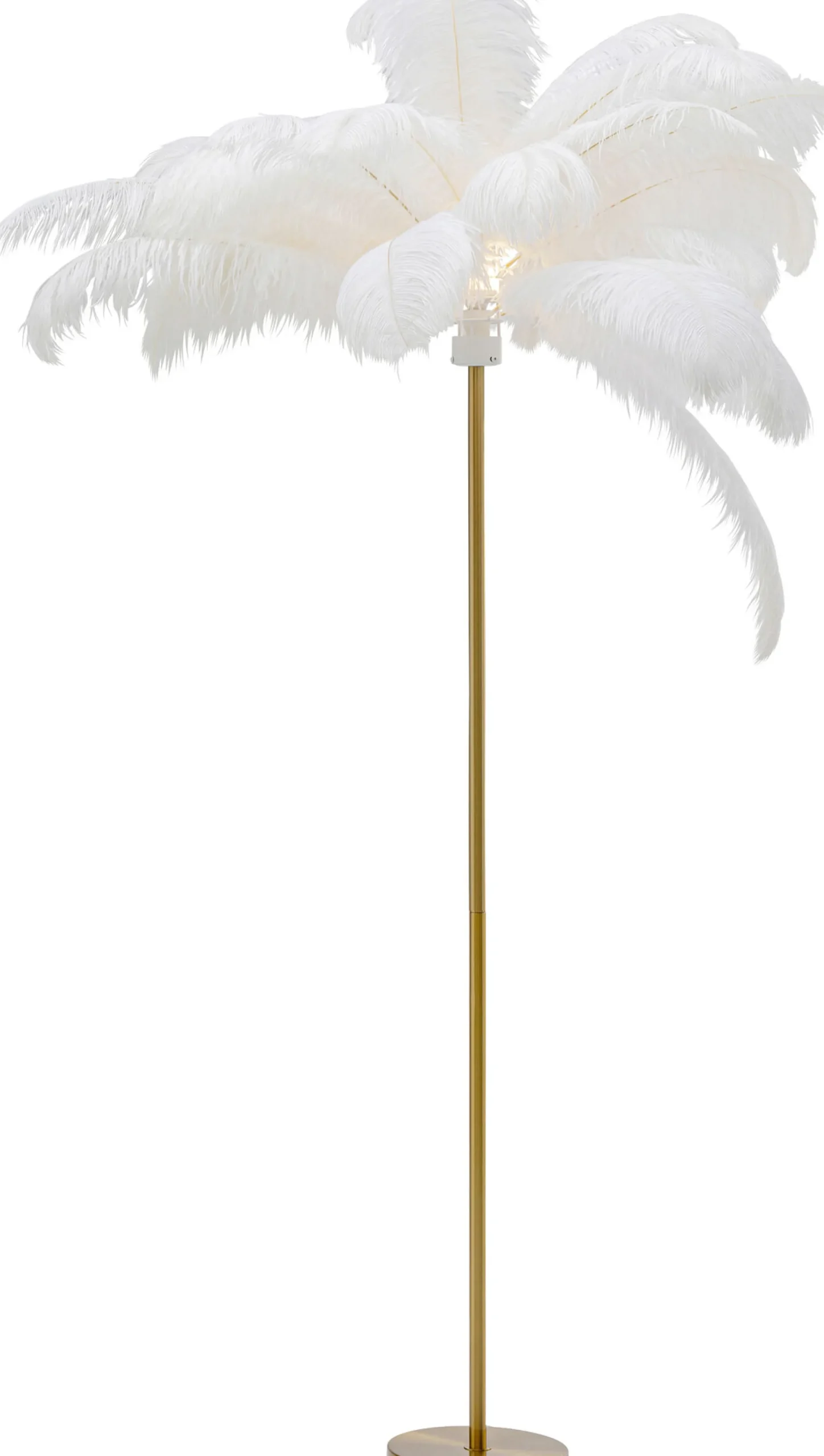 Lampa podłogowa palma biała strusie pióra 165 cm podstawa złota