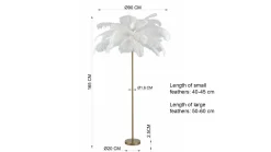 Lampa podłogowa palma biała strusie pióra 165 cm podstawa złota