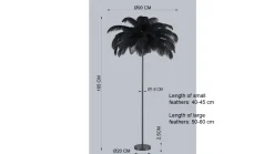 Lampa podłogowa palma brązowa rdzawa strusie pióra 165 cm podstawa złota