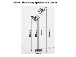 Lampa podłogowa podwójna czarna stalowa 149 cm