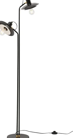 Lampa podłogowa podwójna czarna stalowa 149 cm
