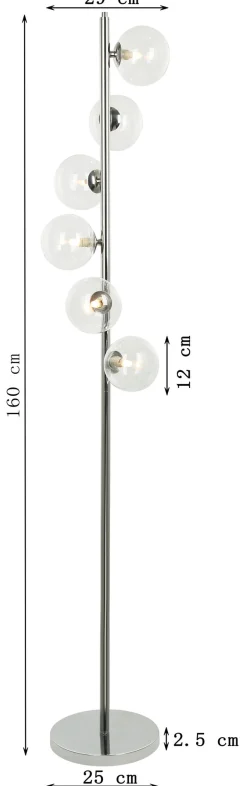 Lampa podłogowa Scal Balls 28x160 cm srebrna
