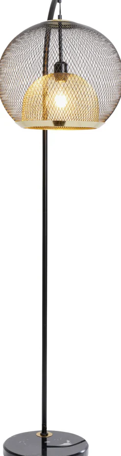 Lampa podłogowa stal czarno-złota podstawa marmurowa 156 cm
