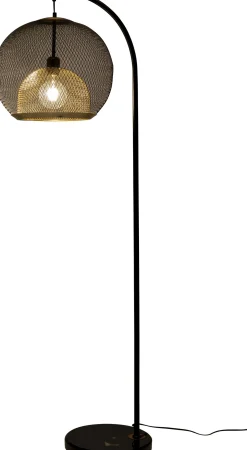 Lampa podłogowa stal czarno-złota podstawa marmurowa 156 cm