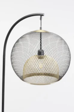 Lampa podłogowa stal czarno-złota podstawa marmurowa 156 cm