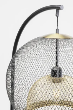 Lampa podłogowa stal czarno-złota podstawa marmurowa 156 cm