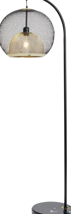 Lampa podłogowa stal czarno-złota podstawa marmurowa 156 cm
