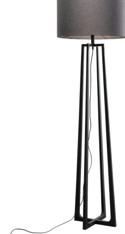 Lampa podłogowa z abażurem czarna stal 160 cm