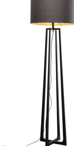 Lampa podłogowa z abażurem czarna stal 160 cm