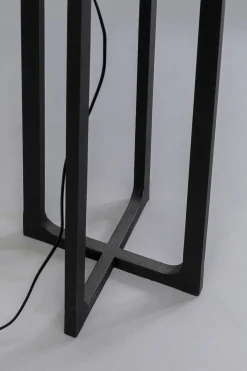 Lampa podłogowa z abażurem czarna stal 160 cm