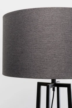 Lampa podłogowa z abażurem czarna stal 160 cm