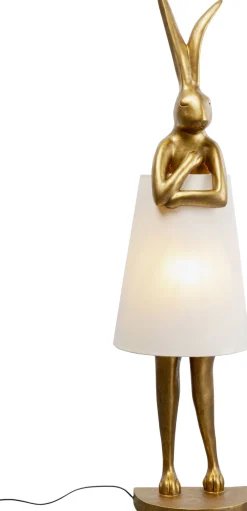 Lampa podłogowa złoty królik z białym abażurem 150 cm