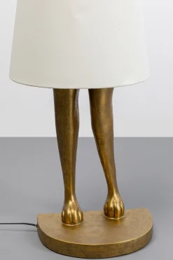 Lampa podłogowa złoty królik z białym abażurem 150 cm