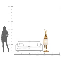 Lampa podłogowa złoty królik z białym abażurem 150 cm