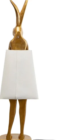 Lampa podłogowa złoty królik z białym abażurem 150 cm