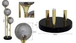 Lampa stołowa Al Capone Tre 18x83 cm złota klosze przydymione